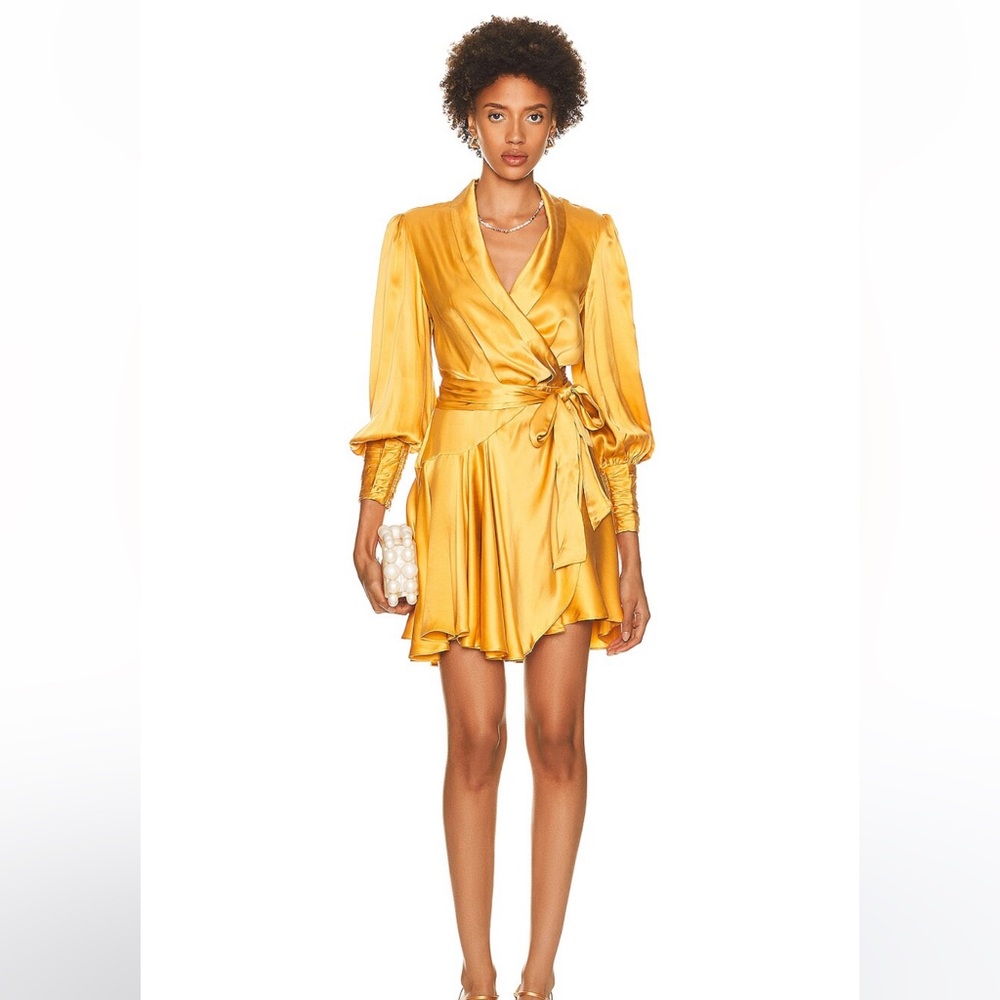 Zimmermann Silk Gold Wrap Dress
